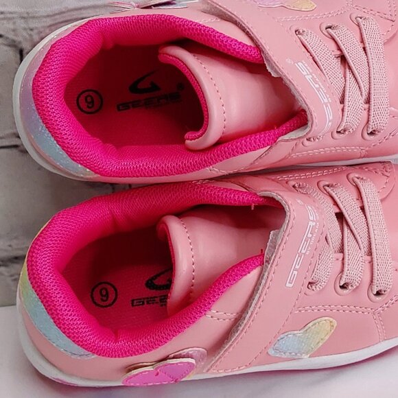 'GEERS' by DREAM SEEK' ROUND TOE SHIMMERY HEARTS LIGHTWEIGHT SNEAKERS - Picture 9 of 16